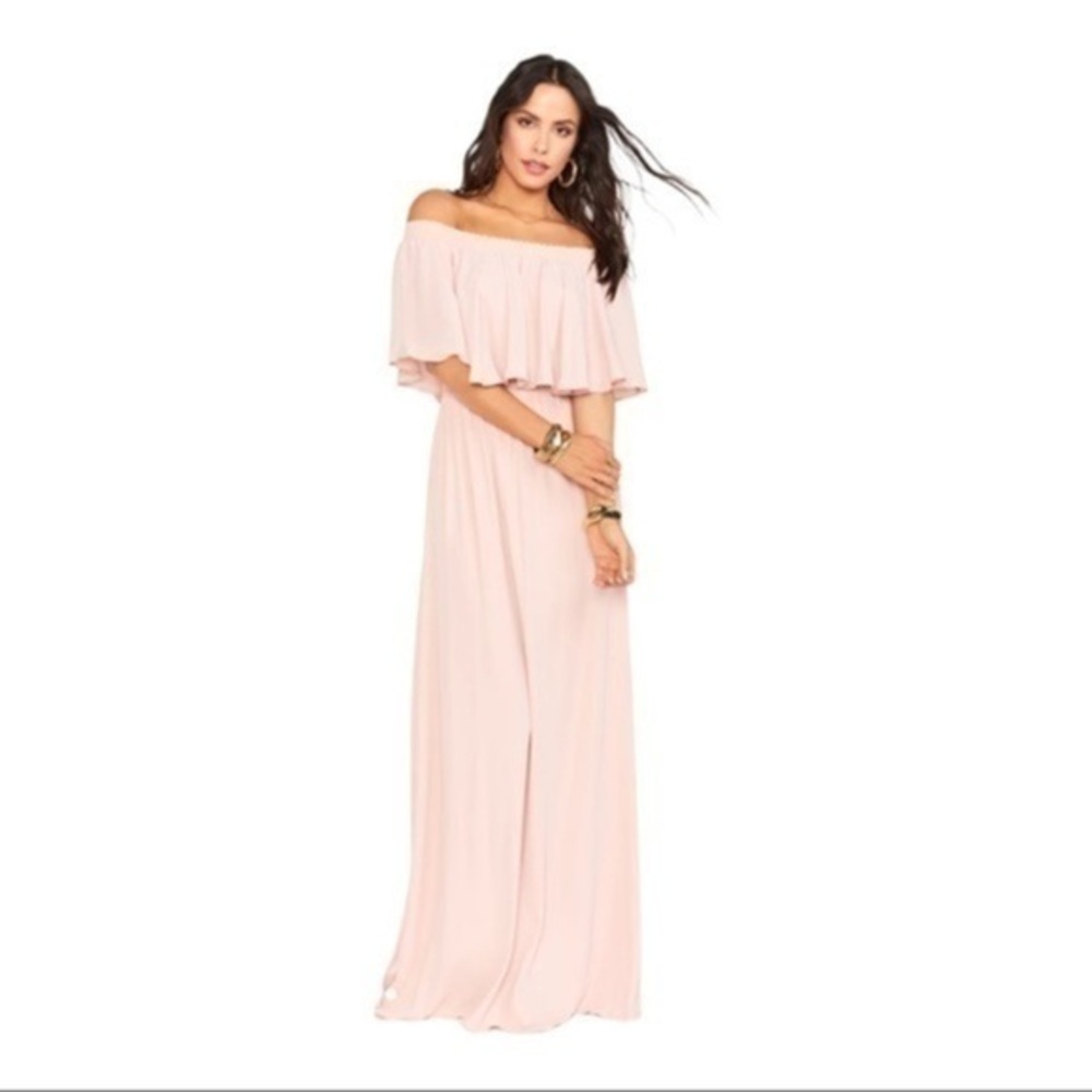 Show me your mumu off the shoulders light peach dress size small
